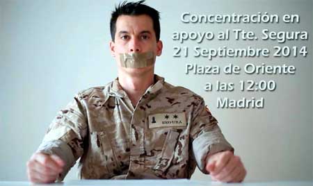 Cartel difundido en Facebook por el Círculo Podemos de las Fuerzas Armadas convocando a una concentración en apoyo al teniente Segura