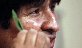 Evo Morales, durante una intervención en la que reclamó por la legalización de la hoja de coca 