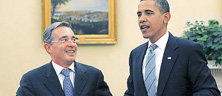 Uribe (i) y Obama durante su encuentro en Washington  