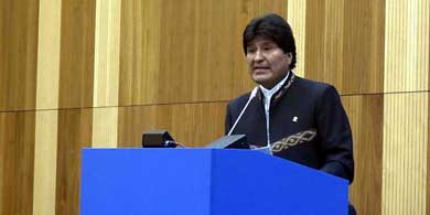 Evo Morales, presidente de Bolivia durante su participación en Viena