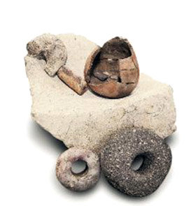 Herramientas empleadas por los antiguos habitantes de Cuchipuy encontradas en el lugar