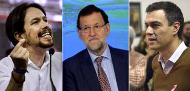 Pablo Iglesias, Mariano Rajoy y Pedro Sánchez (Fotos: EFE)