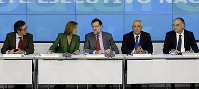El presidente del Gobierno y del PP, Mariano Rajoy (c), preside el último Comité Ejecutivo del PP del año (Efe)