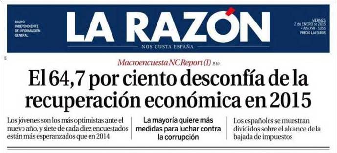 ‘Apaga y vámonos’: La Razón dice que el 64,7% desconfía de la recuperación de Rajoy
