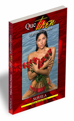 Portada del libro  «Que Tiren La primera Piedra» 
 Foto portada: actriz: Lorena Meritano. 
Fotografía Wagner Aballo