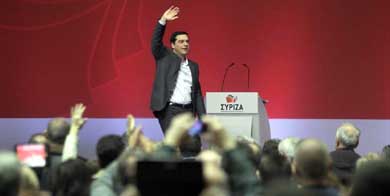 El líder de Syriza, Alexis Tsipras, durante un mitin electoral el pasado fin de semana en Atenas (Efe).
