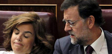 La vicepresidenta del Gobieno, Soraya Sáenz de Santamaría y el presidente Mariano Rajoy.