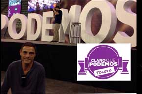 Manuel Arias, en una foto de su Facebook, durante un mitin de Podemos