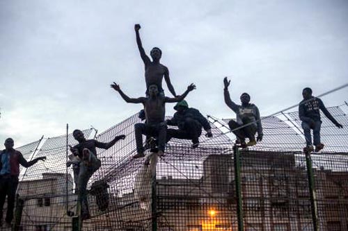 Cientos de subsaharianos tratan de saltar la valla que separa Marruecos de Melilla  -Foto: AFP 