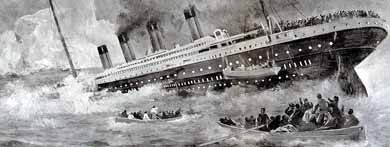 Naufragio del Titanic el 15 de abril de 1912 según un grabado de Verdugo Landi 