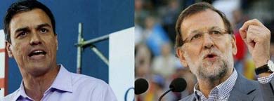 El presidente del Gobierno, Mariano Rajoy, y el líder del PSOE, Pedro Sánchez