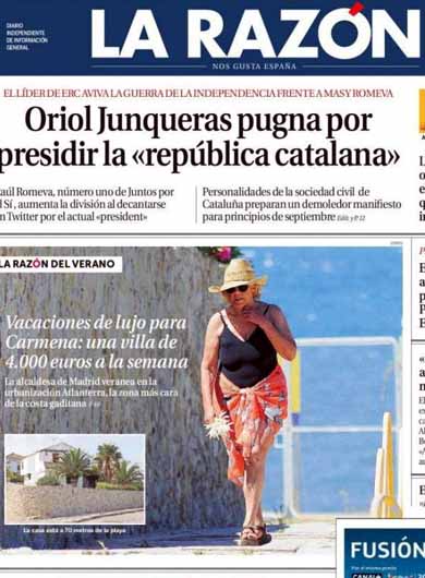 La portada de La Razón...