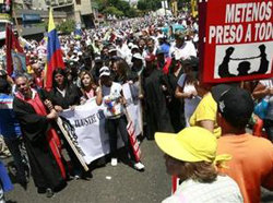 Manifestantes en contra de Chávez en las calles de Caracas, el sábado 5 de septiembre











