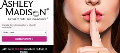 Captura de pantalla de la web de Ashley Madison 