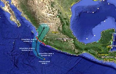 México, en estado de alerta por 'Patricia', el mayor huracán registrado en el mundo