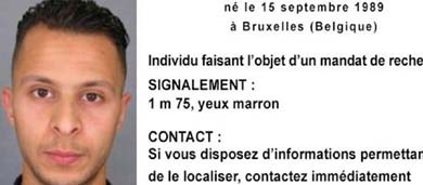Abdeslam Salah, sospechoso de haber participado en los atentados de París Policía francesa