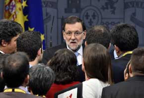 Rajoy en una conferencia de prensa...