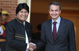 El presidente Morales se ha declarado gratamente “sorprendido por la hospitalidad española”. 