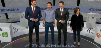 Los cuatro candidatos en el debate de Atresmedia