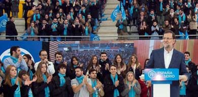 Rajoy en un mitin este domingo, en una localidad a las afueras de Madrid