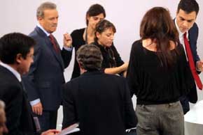 Sánchez, antes de empezar el 'cara a cara' con Rajoy.
