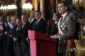 El rey Felipe VI, durante su discurso en la Pascua Militar.
