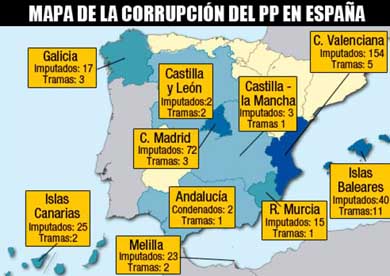 Este es el mapa de la corrupción del Partido Popular en España