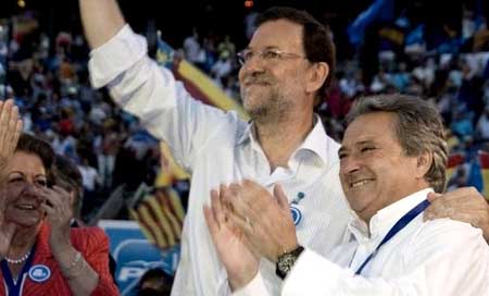 Rajoy, Rus y Barberá en un acto político en Valencia