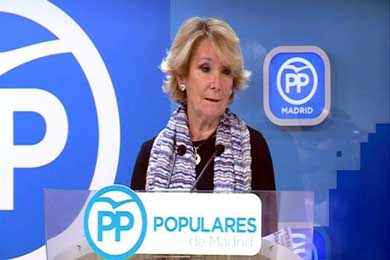 La hasta ayer presidenta del PP de Madrid, Esperanza Aguirre.

