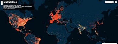 Mapa de los 'infieles del mundo' según los datos de Ashley Madison 