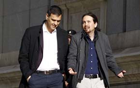 Sánchez, e Iglesias, este miércoles antes del inicio de su encuentro. MADRID | EUROPA PRESS