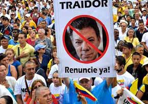 Colombia: masivas protestas contra el gobierno de Santos