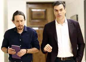 Iglesias y Sánchez, en el Congreso de los Diputados.