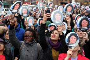 Protesta en Nueva York luego del asesinato de Berta Cáceres.