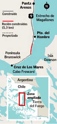 Terminan los primeros 5,3 km de la ruta al último hito continental de Magallanes: el Cabo Froward