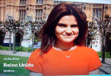 Jo Cox, en una captura de pantalla de la TV británica