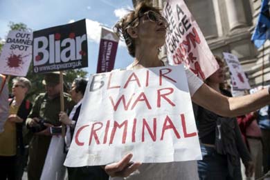 Una protesta en Londres en contra de Tony Blair por su papel en la guerra de Irak
