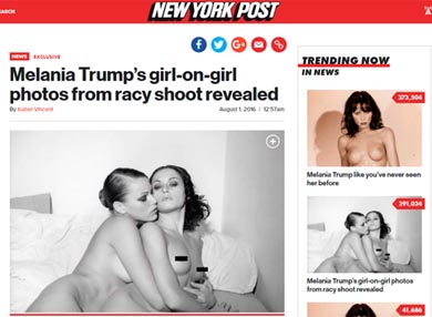 New York Post publica fotos de esposa de Donald Trump desnuda