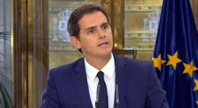 Albert Rivera, durante su comparecencia