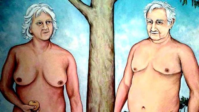 Pintura de José Mujica y su esposa desnudos desata polémica