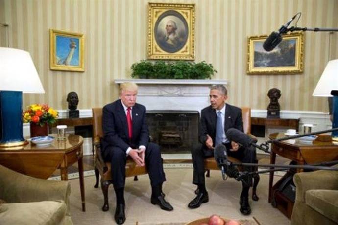 El presidente de los Estados Unidos, Barack Obama junto con el presidente electo Donald Trump el pasado 10 de noviembre