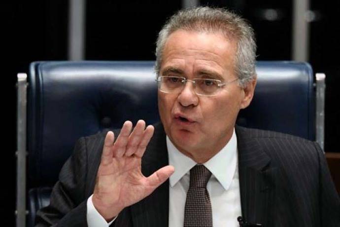 El presidente del Senado, Renan Calheiros, ahora suspendido, durante una sesión en el hemiciclo a principios de este mes