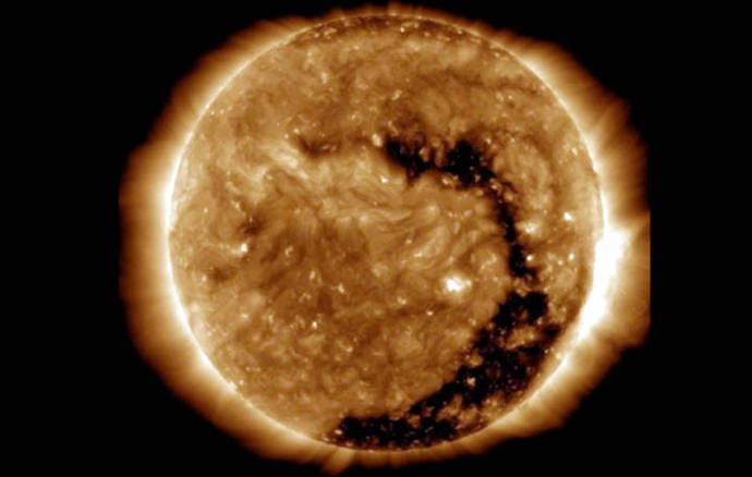 El hueco cubre un cuarto del Sol. / Foto: Solar Dynamics Observatory/NASA