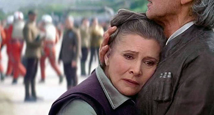 Carrie Fisher como la General Organa en Star Wars VII: El despertar de La Fuerza