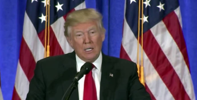 El presidente electo de los EEUU, Donald J. Trump, en la conferencia de prensa que dio el miércoles 11 de enero