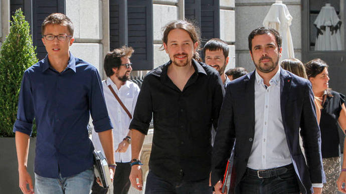 Íñigo Errejón, Pablo Iglesias y Alberto Garzón, en una imagen de archivo