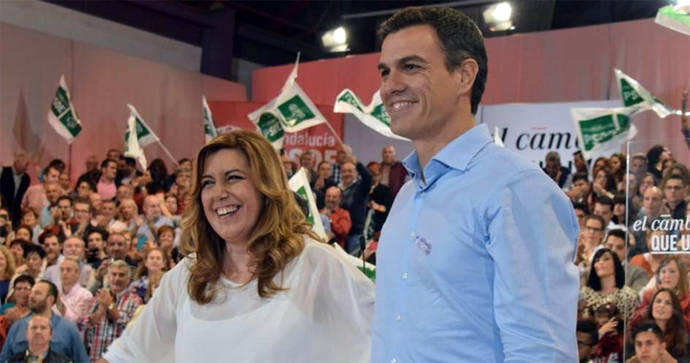 Susana Díaz y Pedro Sánchez en un acto de la campaña electoral de 2015/ Flickr PSOE