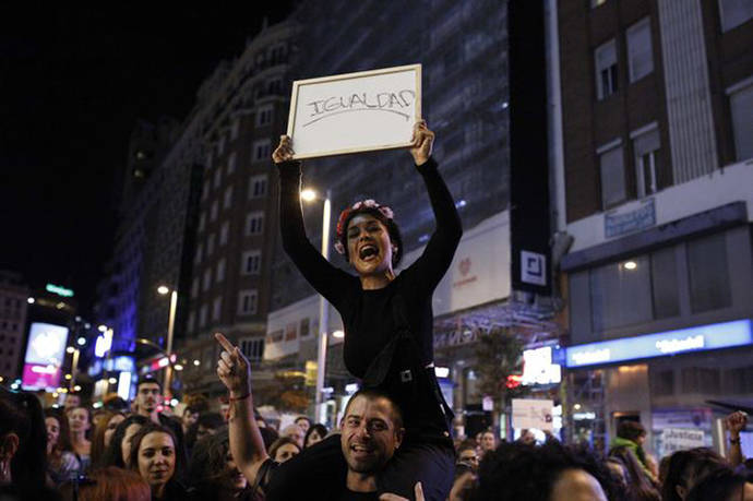 Una mujer en la manifestación del Día Internacional de la Mujer