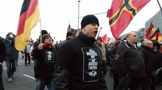 Manifestación en Berlín de un grupo ultraderechista