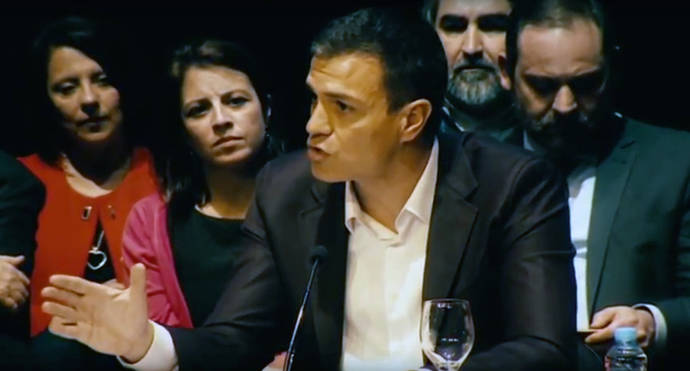 Pedro Sánchez en el acto de presentación de su proyecto en el Círculo de Bellas Artes